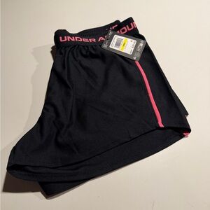 Under Armour Black Athletic Shorts with Pink Accents